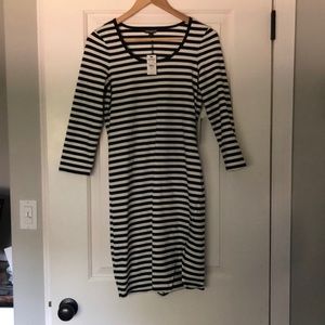 NWT express black and white striped dress small